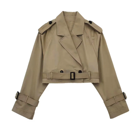 Women's short jacket with belt